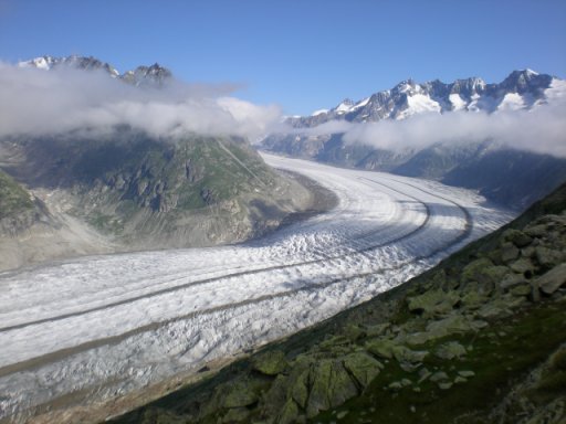 le glacier d'Aletsch mercredi 9 juillet 2008 vers 9h15  | photo JDG