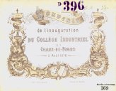 Inauguration du nouveau Collge Industriel le 5 aot 1876 - On peut lire : arts-sciences-industrie-commerce