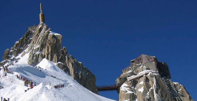 arrive du tlphrique des aiguilles du midi (3842 mtres)