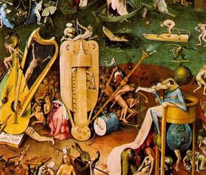 le jardin des dlices, de Hieronymus Bosch (~1453-~1516), dtail du panneau de droite